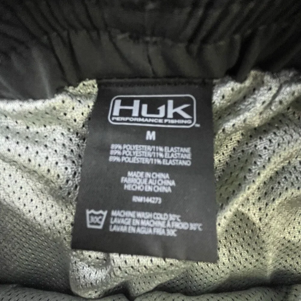 Huk Fishing Pursuit Volley Shorts Men's Medium Gray UPF Mesh Lined Swim Athletic